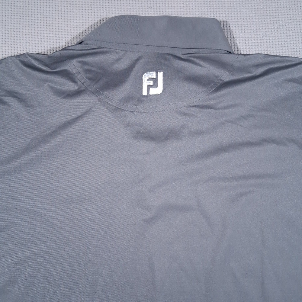 FootJoy Mens Golf Polo Shirt Gray Black Rock Logo Performance Stretch Large - Picture 5 of 10